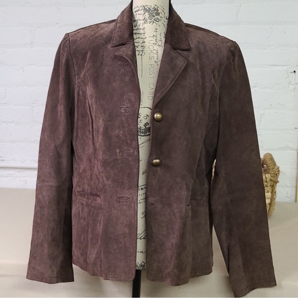 Vintage Chocolate Brown Suede Blazer Jacket